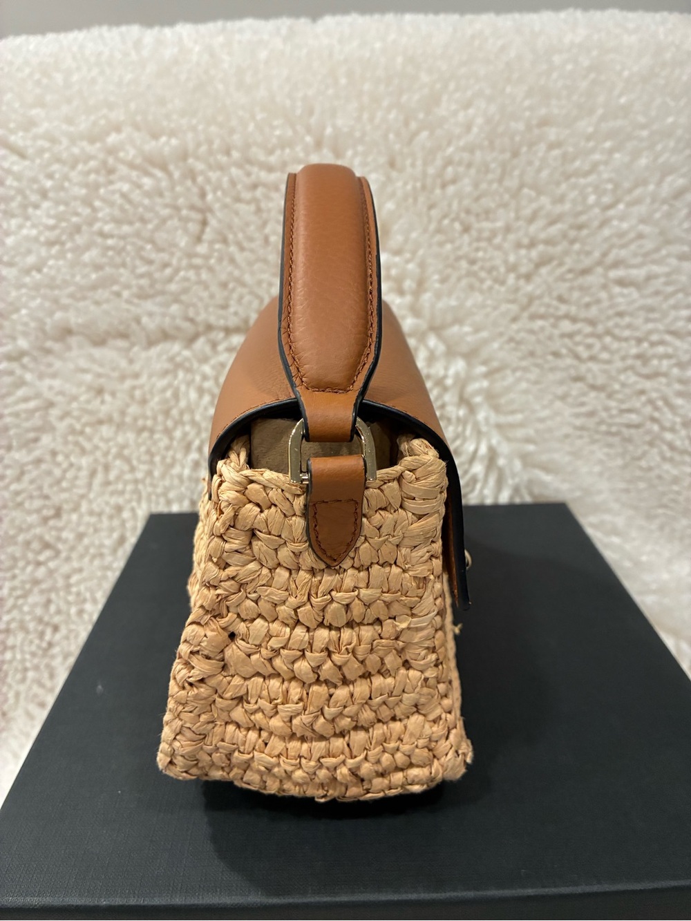 Strathberry Mosaic Nano Raffia & Leather Top Handle:Crossbody - Picture 5 of 9